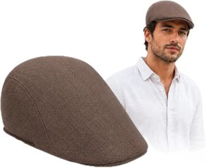 img-5b154f29f02065b27a27 Brown men's classic tweed flat cap.