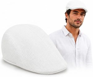 img-6d129e2538e02daf88af Men flat cap lightweight breathable white.